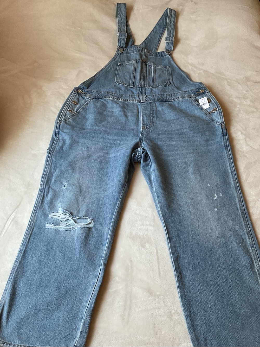 Old Navy Faded Blue Denim Straight-Leg Overalls